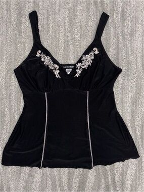 Studio Donatello Y2K Babydoll Top Black Embroidered Whimsigoth Fairy Women’s M